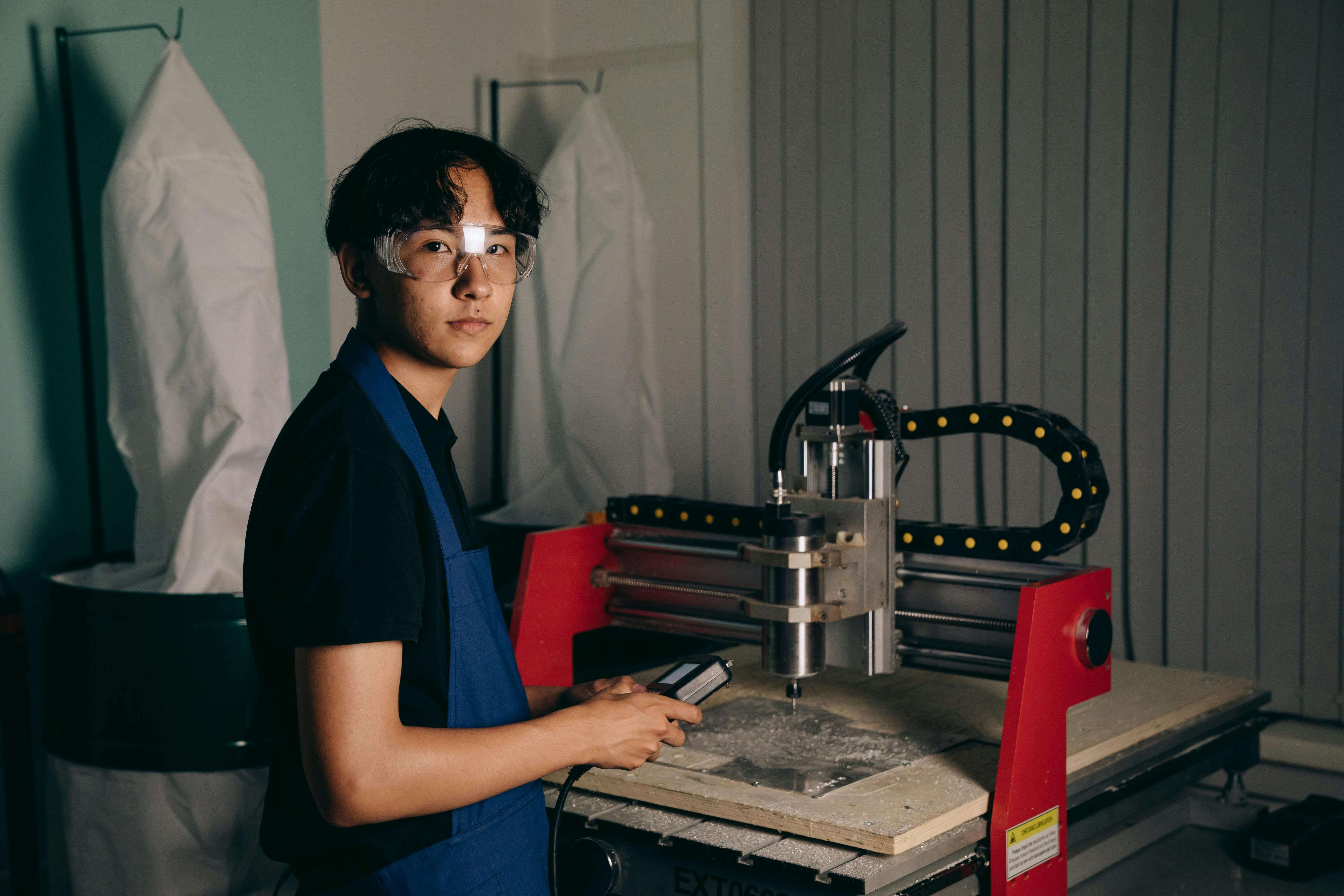 Teenager with support engaged in vocational training